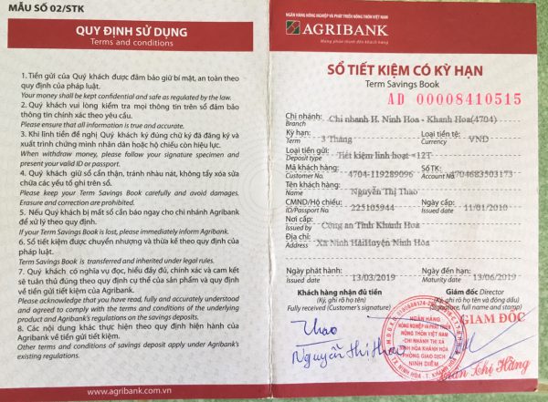 Thẻ tiết kiệm Agribank