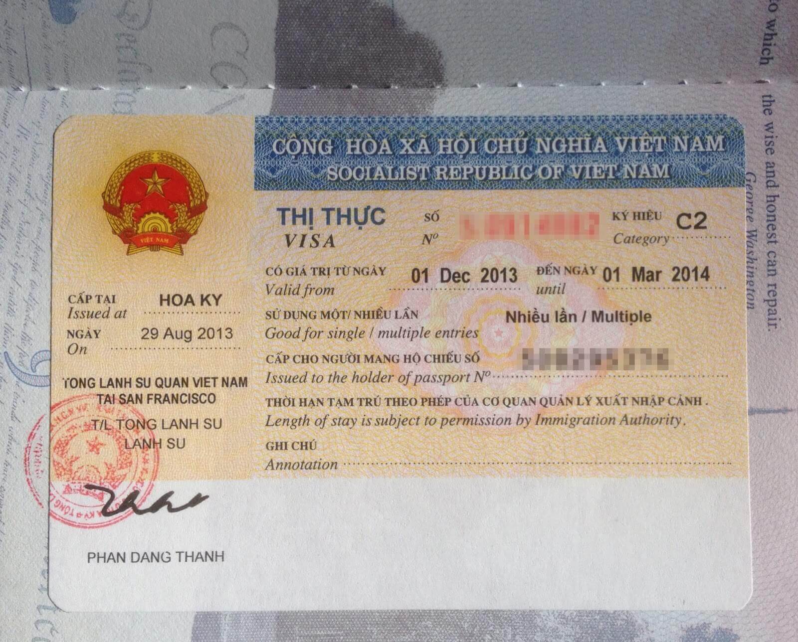 виза во вьетнам размер